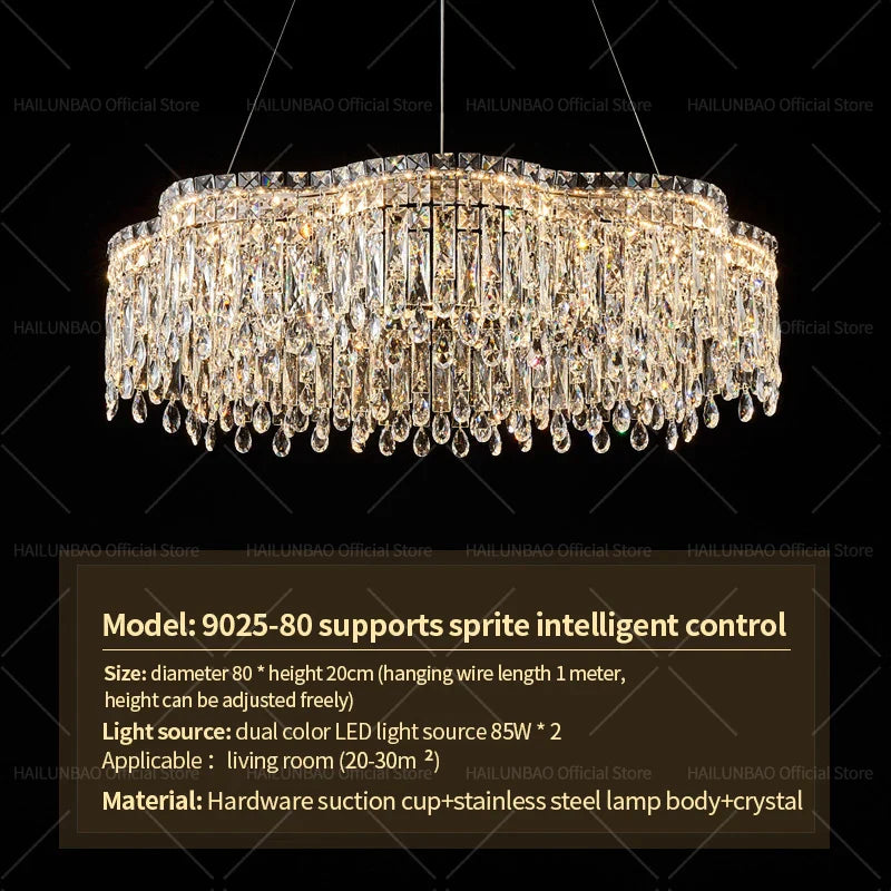 Crystal Chandelier Modern Luxury Light for Living Room, Dining, Bedroom - 2024 New