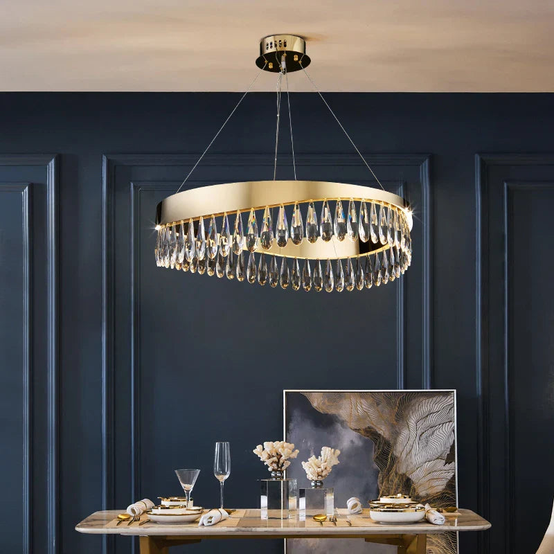 Crystal Stainless Steel LED Chandelier for Foyer