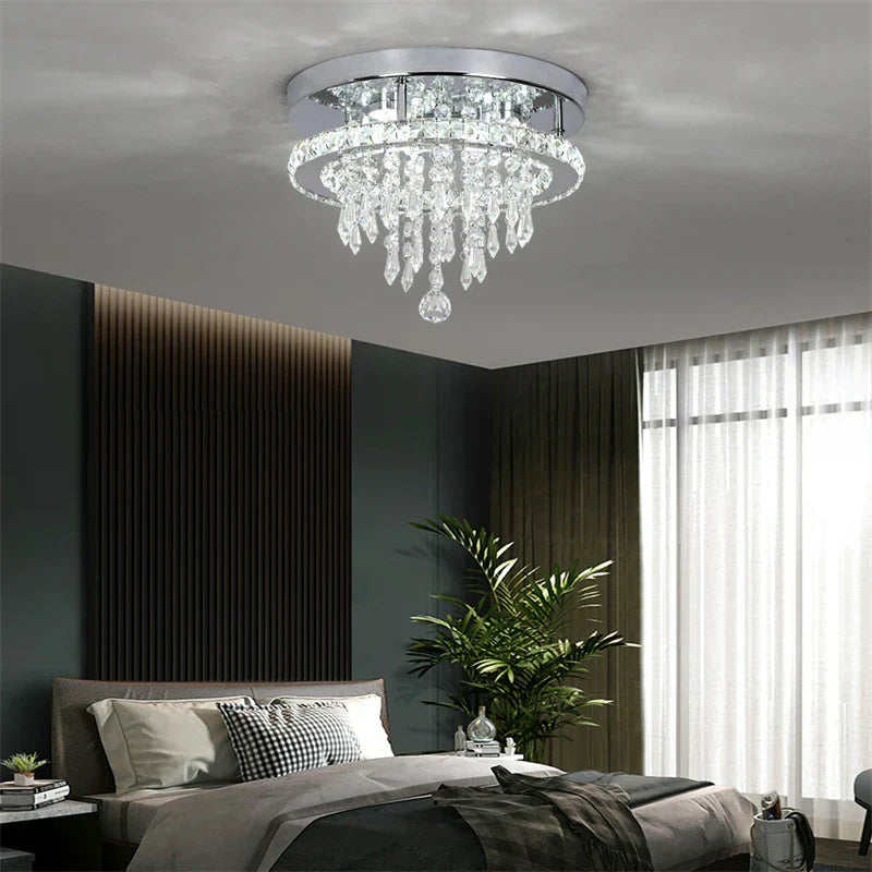 Crystal LED Ceiling Light Plafon Chandelier Stainless Steel Luminaria