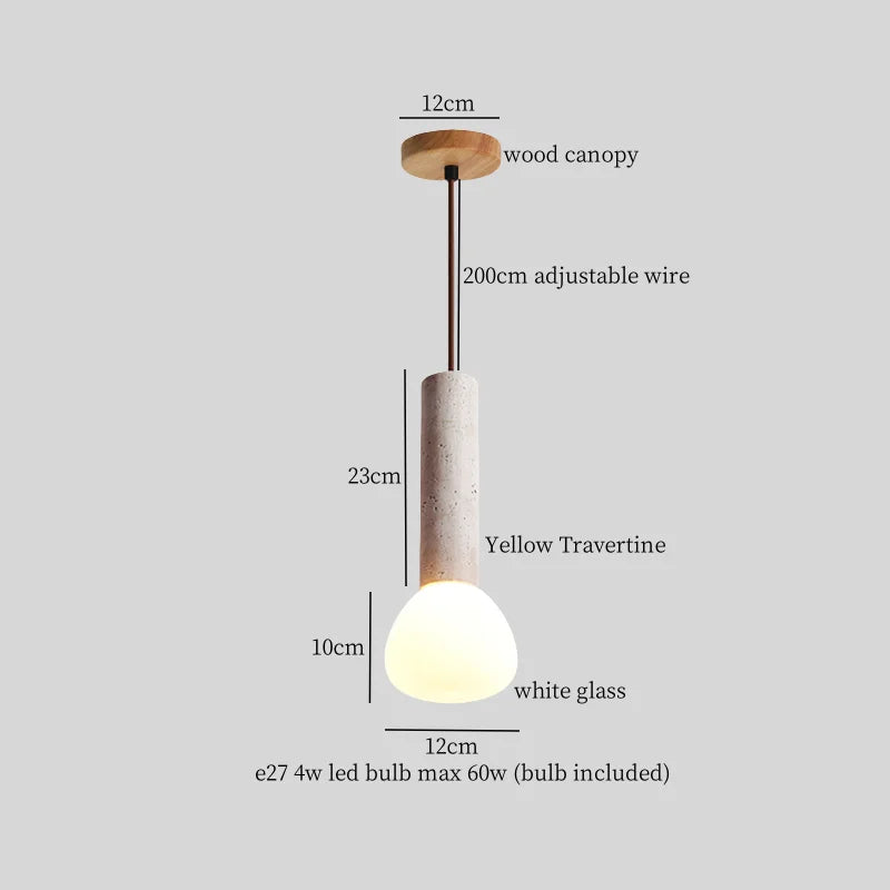 Afralia™ Stone Glass LED Pendant Light - Japanese Vintage Hanging Lamp