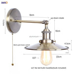 Loft LED Wall Lamp Gold Pull Chain Switch Industrial Luminaire