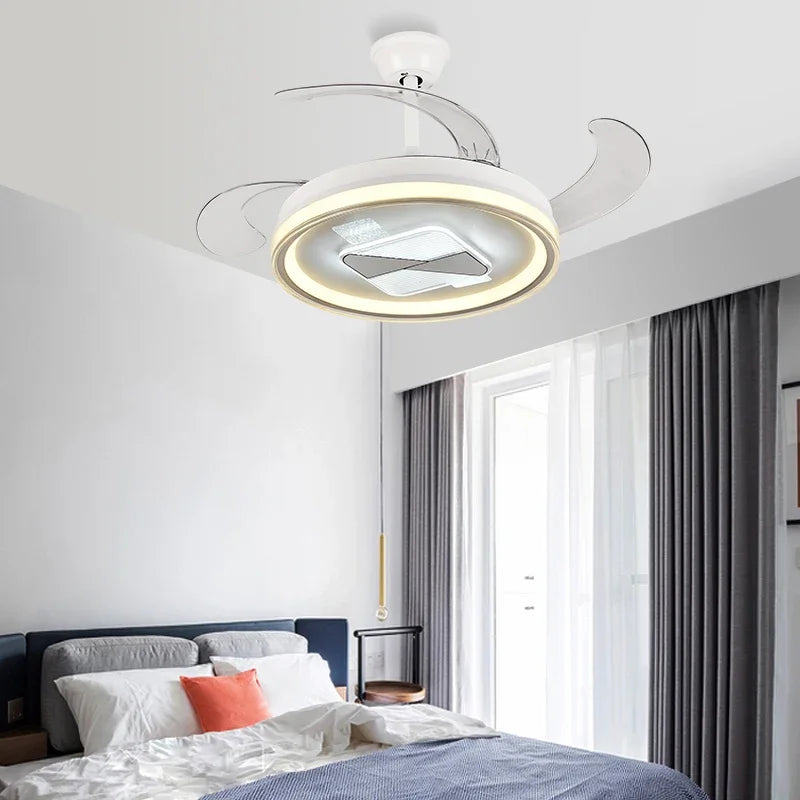 Retractable Fan Lamp: Modern Remote Control Ceiling Fan With Light
