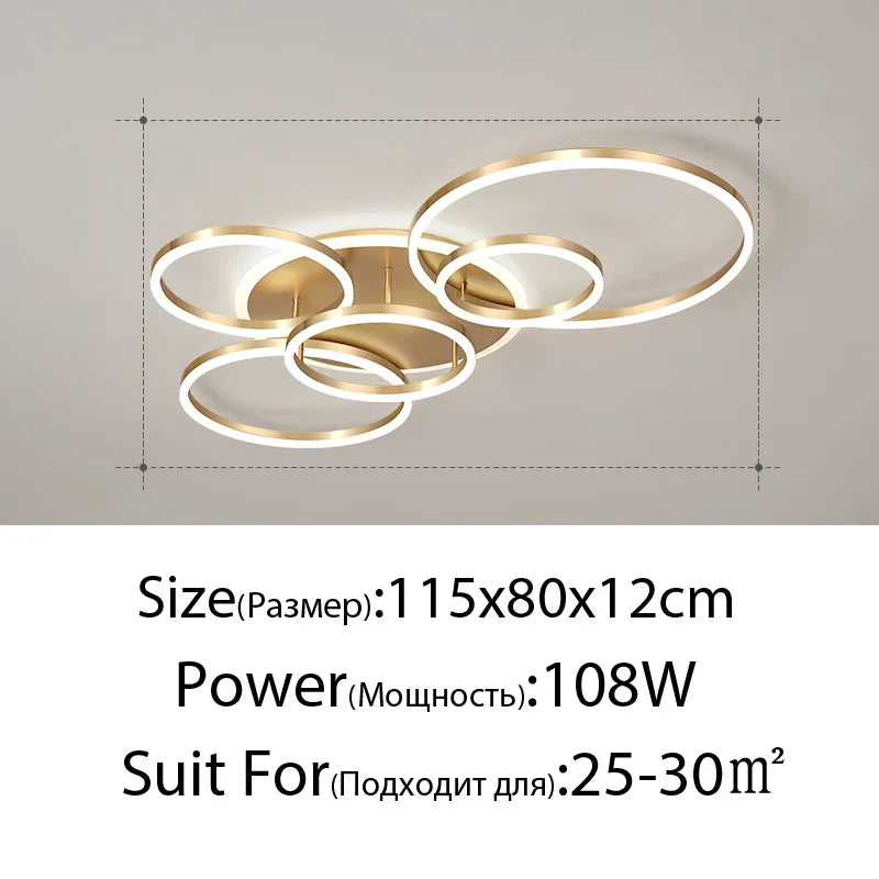 White Gold LED Chandelier for Living Room Study Parlor, Modern Indoor Lighting