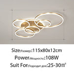 White Gold LED Chandelier for Living Room Study Parlor, Modern Indoor Lighting