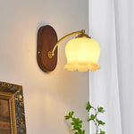 LED Japanese Style Wall Lights Copper Wood Bedside Lamp for Home Bedroom