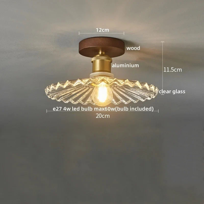 Wood Glass LED Ceiling Lights Modern Luminaria De Teto for Home Décor