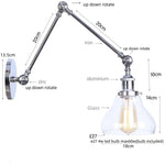 White Glass Swing Arm LED Wall Sconce for Industrial Loft, Coffee, Hallway