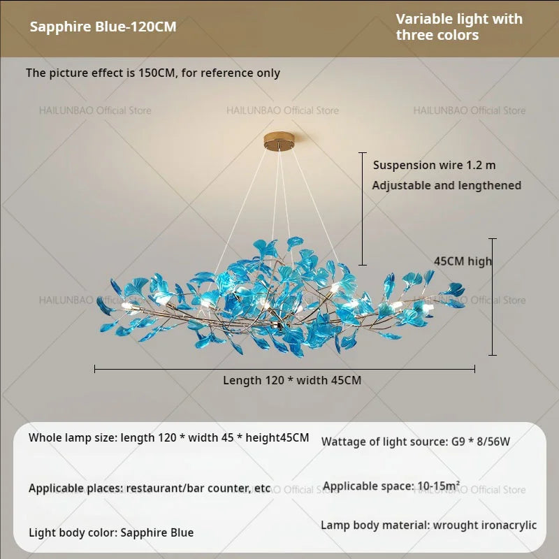 Gingko Leaf Chandelier: Modern Luxury Art Decor for Home, Restaurant & Bar