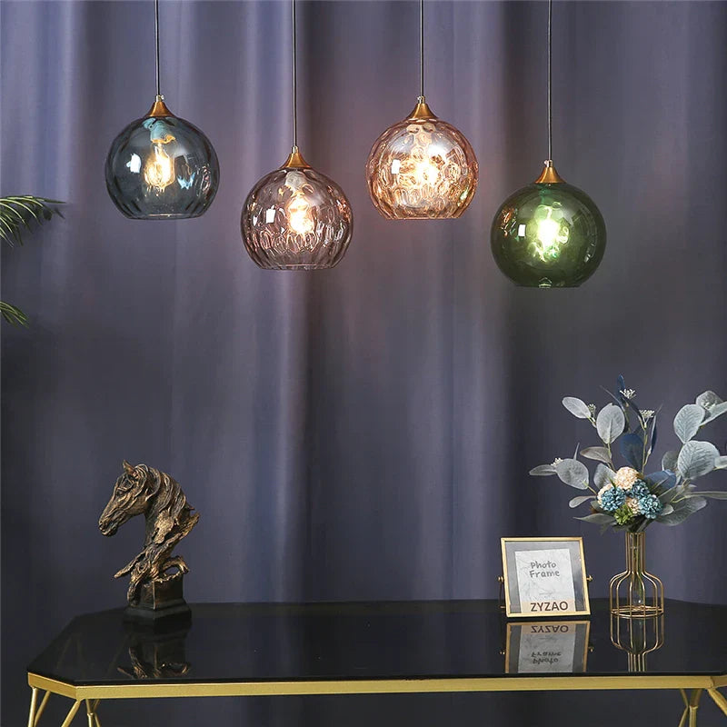 Glass Ball Pendant LED Chandelier for Bedroom Dining Room Kitchen