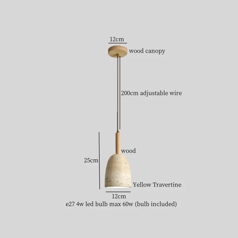 Yellow Travertine LED Pendant Lamps for Living Room Bedside Kitchen Decor