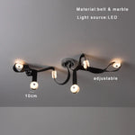 Soft Leather Marble Chandelier: Luxury Dimmable Lighting Fixture for Living Room or Cafe.