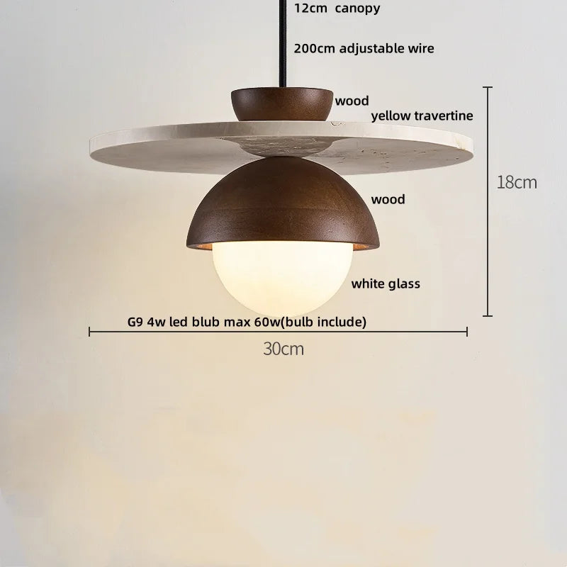 Yellow Travertine Stone Pendant Lights LED Modern Hanging Lamp - Nordic Design