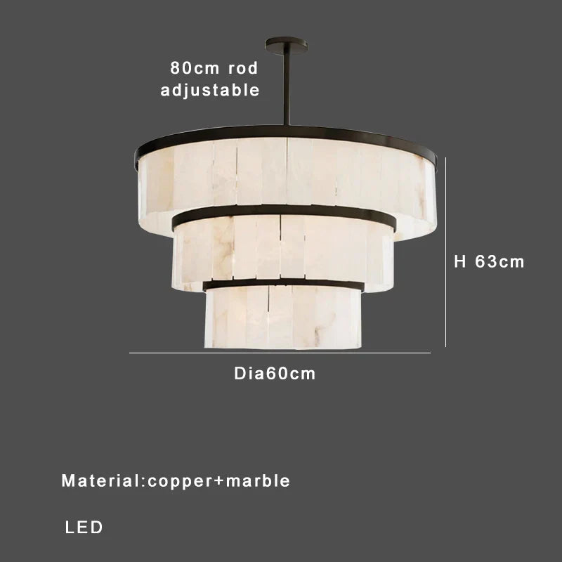 Round Marble Chandelier Ceiling Light Fixture for Kitchen Dining Room