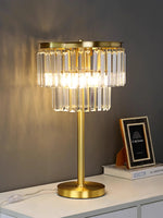 Crystal Table Lamp Gray - Elegant Bedroom Nightstand Lighting