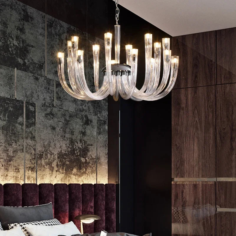 Glass Chandelier LED Hanging Light for Living Room Bedroom Dining Room - 2024 Collection.