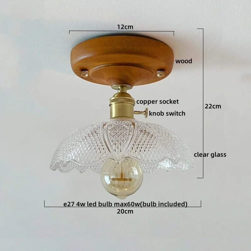 Walnut Copper LED Ceiling Light Modern Home Lighting Luminaria