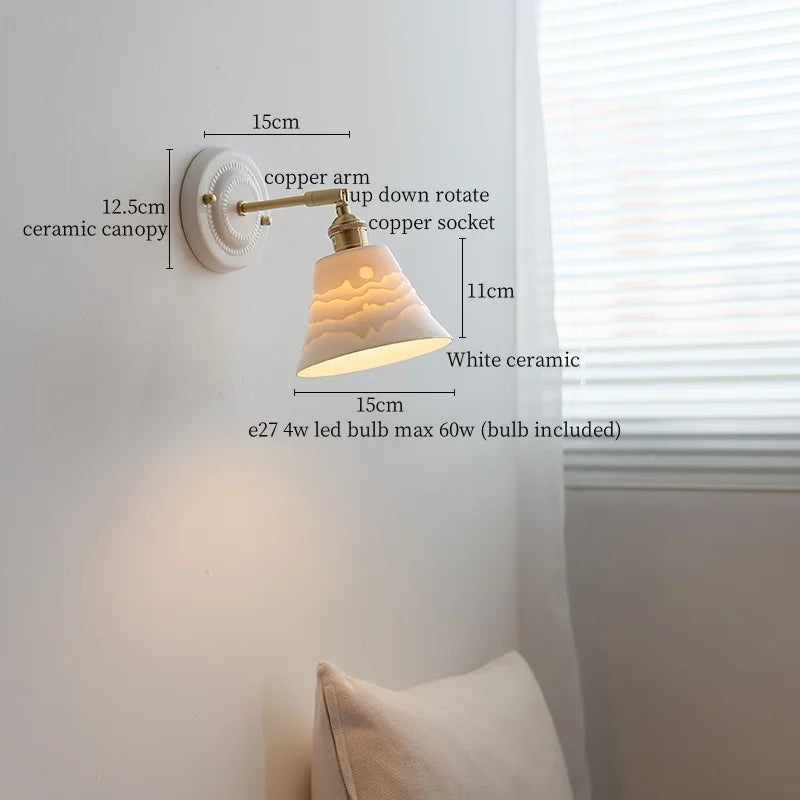 Afralia™ Copper Arm Vintage LED Wall Lamp 70CM Adjustable Wire Living Room Bedroom Light