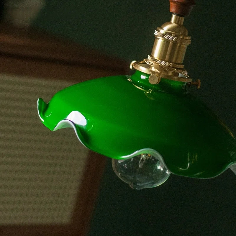 Green Glass LED Pendant Lamp for Living & Dining Room Decor