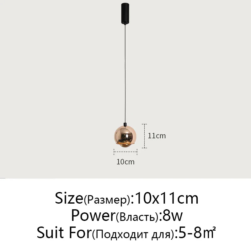 Gold Metal Luster Pendant for Bedside & Kitchen Island - Minimalist LED Hanging Light