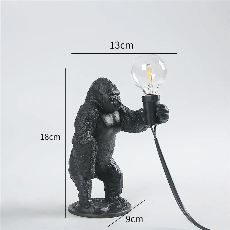 Resin Monkey Table Lamp: Decorative Gorilla Bedroom Light Fixture