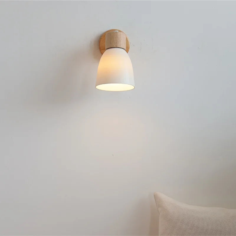 Iron Wood LED Wall Light Fixture Rotate Bedside Lamp Aplique Pared