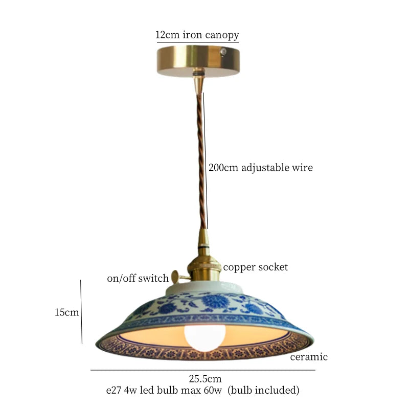 Afralia™ Cyan Ceramic LED Pendant Light for Loft Cafe Bar Decor