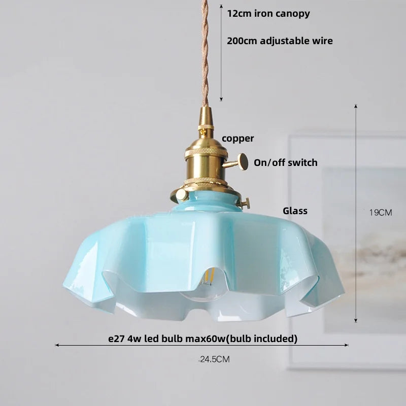 Yellow Glass Wire LED Pendant Light Modern Home Decor Nordic Hanging Lamp