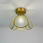 Modern Glass Copper LED Ceiling Light Fixture for Balcony, Living Room, Porch.