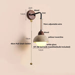 Yellow Travertine Stone Wood Wall Sconce LED Light Fixture, Modern Nordic Design