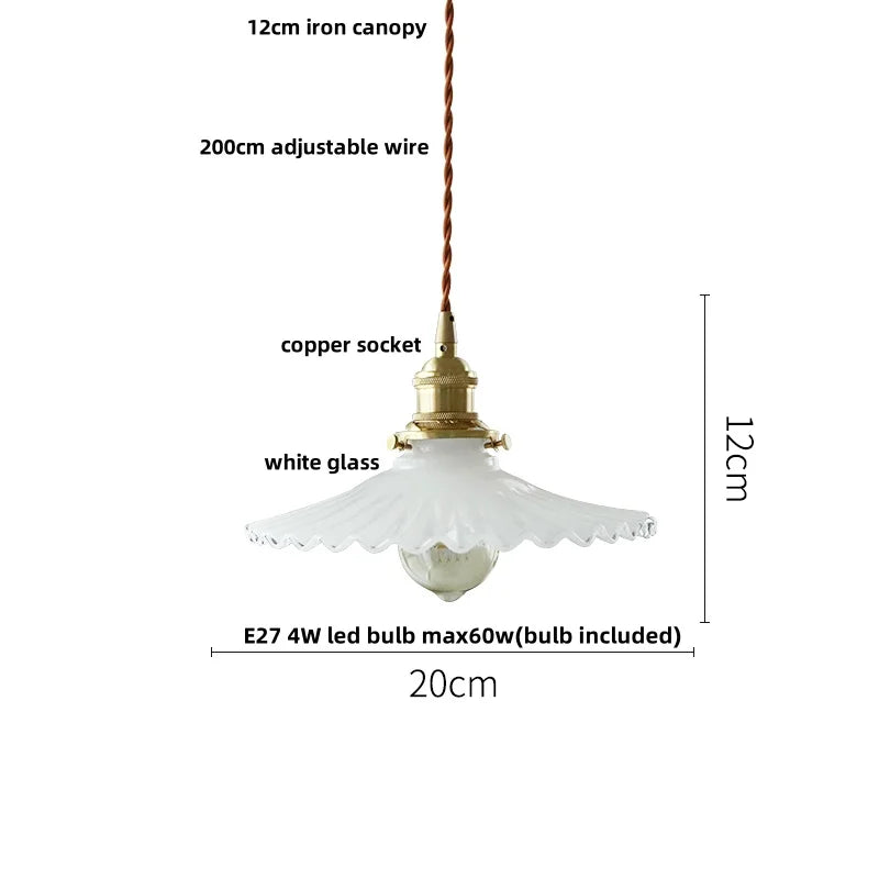 White Glass LED Pendant Light Fixture Modern Hanging Lamp