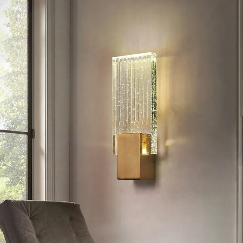 Crystal Brass LED Wall Lamp Sconce for Modern Luxury Art Decor