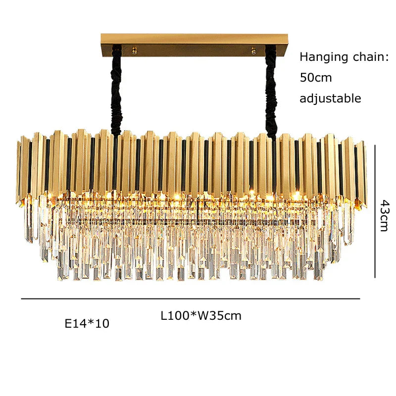 Gold Crystal LED Chandelier: Modern Luxe Lighting Fixture for Home Decor