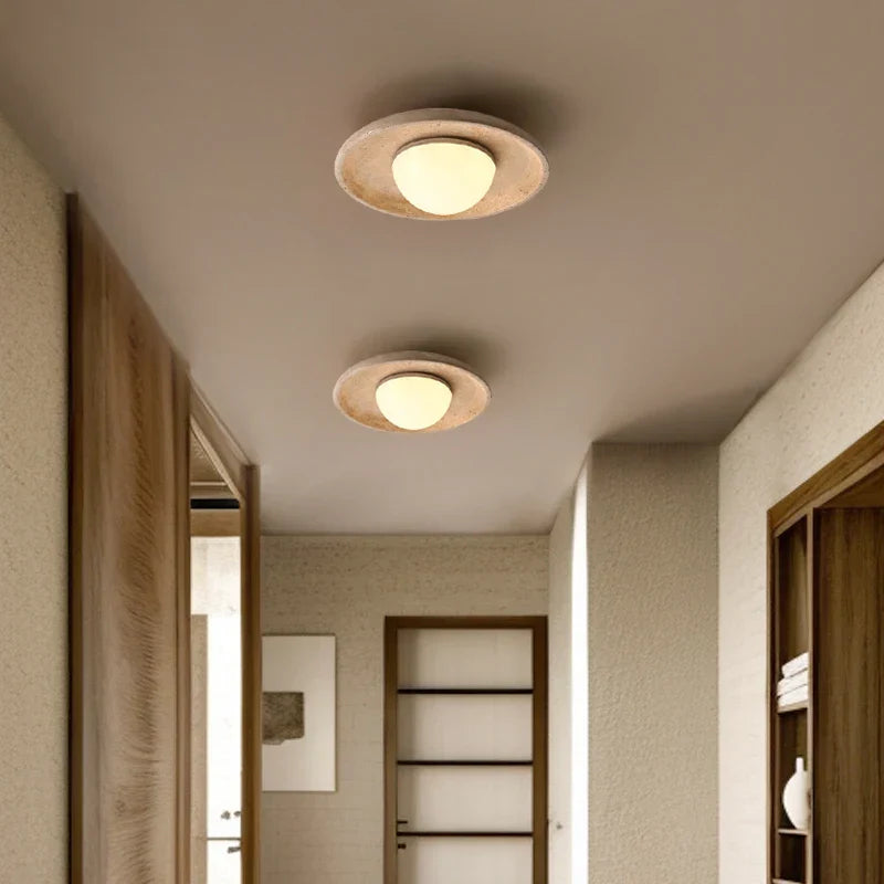 LED Ceiling Lamp Yellow Travertine - Nordic Acrylic Light for Living Room