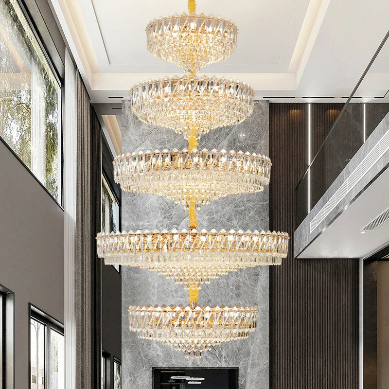 Luxury Crystal Chandelier for Duplex Villa Staircase and Living Room