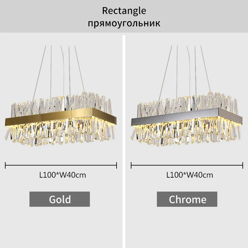 Crystal LED Pendant Light Chrome/Gold Luxury Chandelier for Kitchen Living Room.