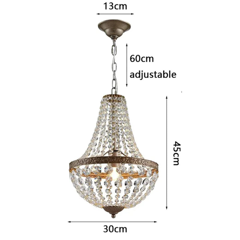 Retro Crystal Chandelier Pendant Light for Home Decor