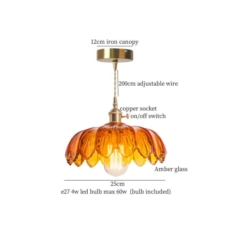 Afralia™ Brass Glass LED Pendant Lamp for Cafe Bar Restaurant Bedroom Loft