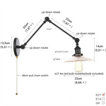 Afralia™ Vintage Industrial LED Wall Lamp with Pull Chain Switch & Clear Glass