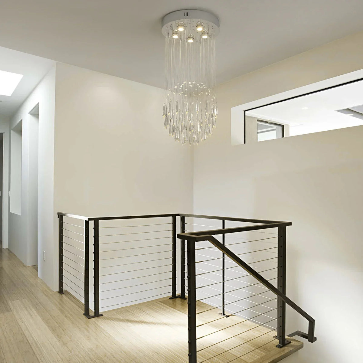 Crystal Ring Pendant Chandelier: Modern Ceiling Light for Living & Dining Room