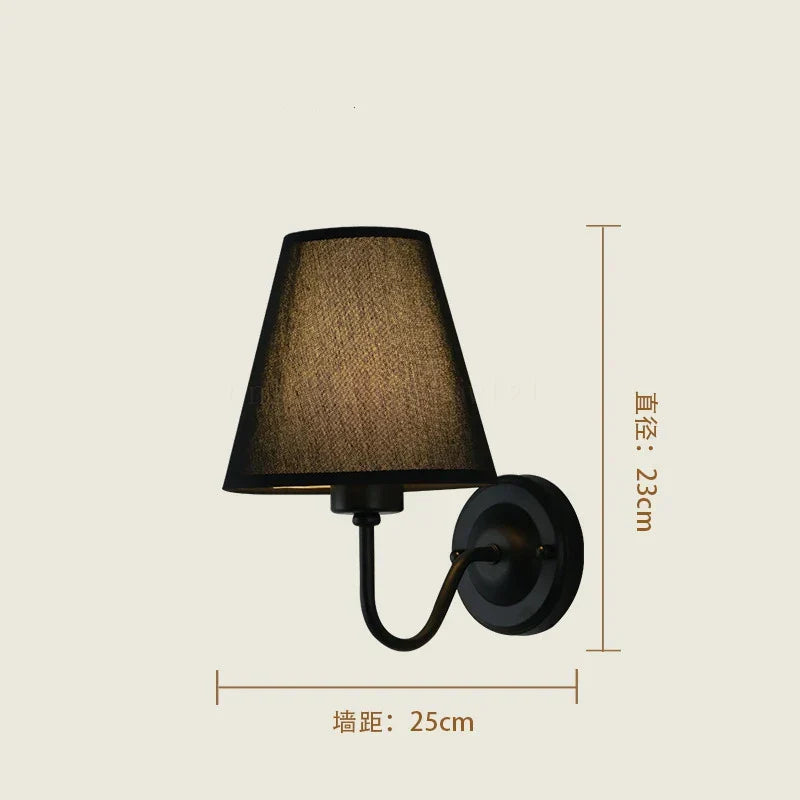 Fabric Lampshade Wall Sconce with LED Bulb for Home Decoration