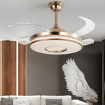Invisible Gold Ceiling Fan with LED Light and Retractable Blades