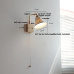 Afralia™ Globe Ceramic Walnut Wood Wall Light with Pull Chain Switch and Rotatable Design