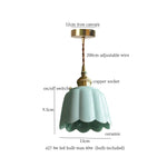 Patterned Ceramics LED Pendant Lights Vintage Copper Hanging Lamp