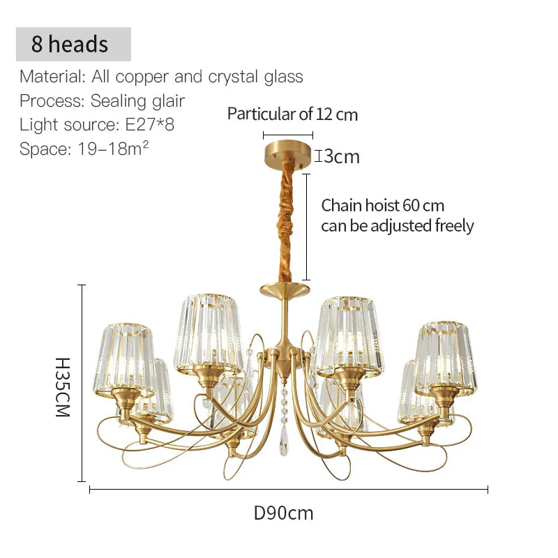 Bronze Villa All Copper Chandelier - Modern Light Luxury for Living Room