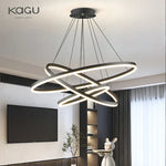 Black Led Rings Circle Pendant Chandelier for Living Dining Kitchen
