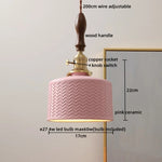 Ceramic Wood Pendant Light - Nordic Modern LED Hanging Lamp for Home Decor