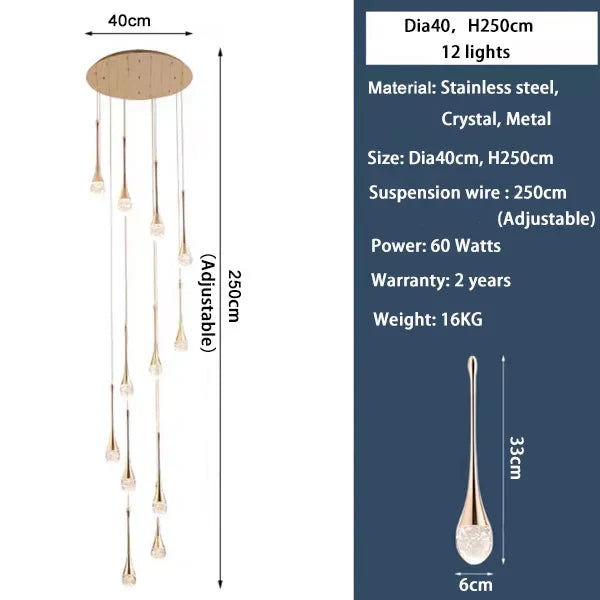 LED Crystal Chandelier: Modern Living Room Gold/Silver/Black Ceiling Light