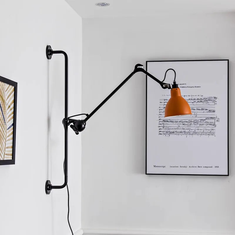 Gras BL Wall Lamp: Adjustable Chrome Long Arm Reading Light