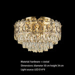Crystal Ceiling Lamp: Modern Simple Golden Round Light for Living Room, Bedroom, Study