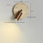 White Glass LED Wall Lamps Pull Chain Yellow Travertine Modern Bathroom Light